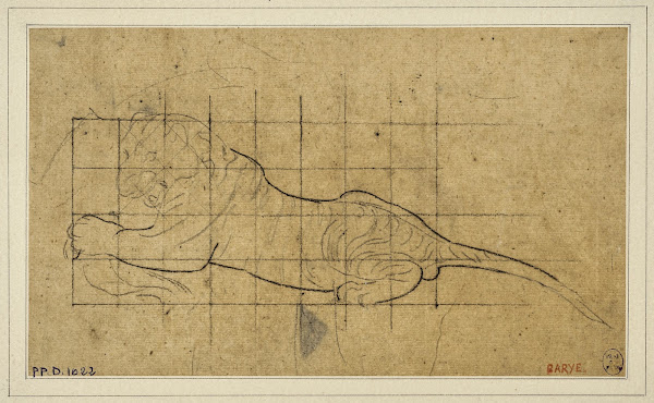 Tigre couché à gauche 19th century