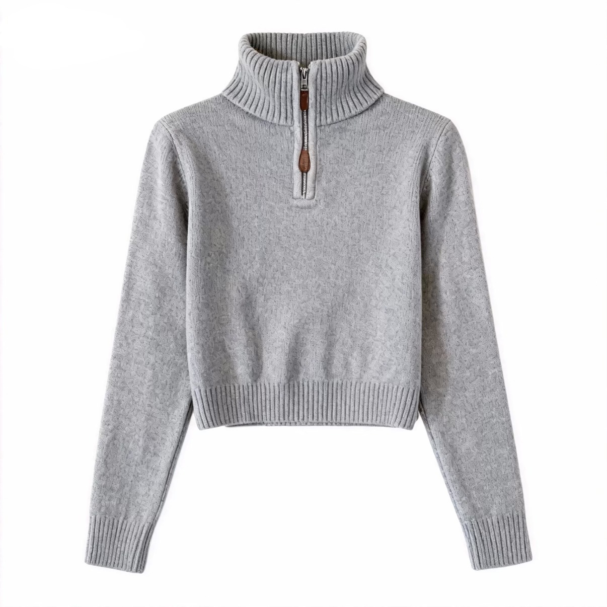 Eleganter Damen-Strickpullover mit halbem Reißverschluss