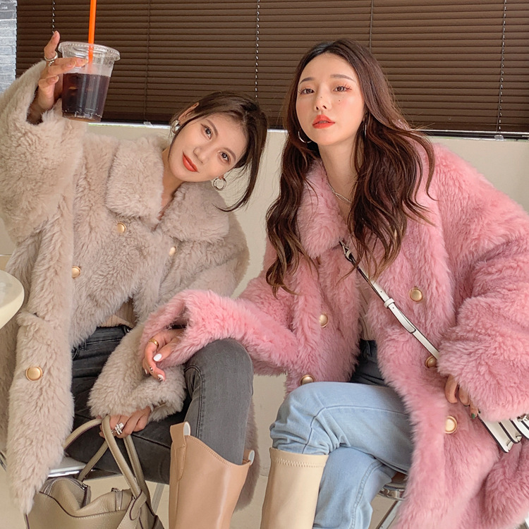 Faux Sheepskin Coat, Mid-Length, Women