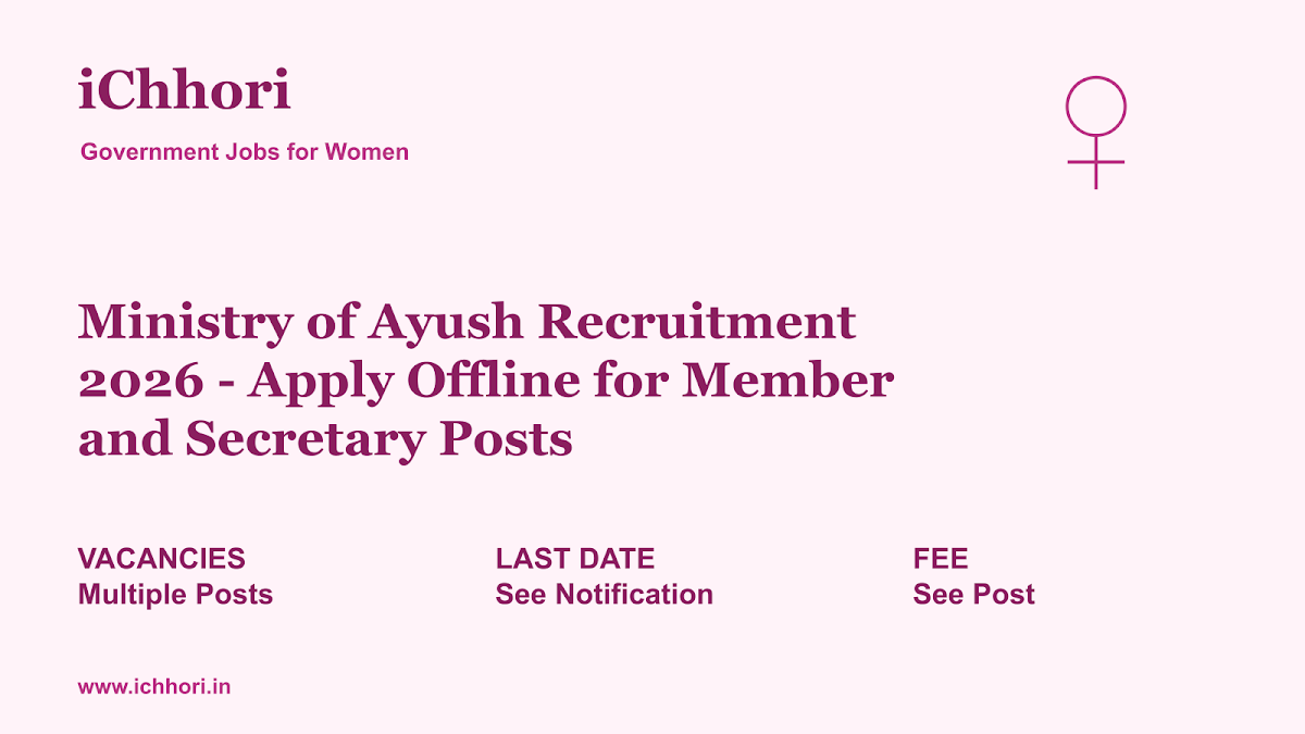 Ministry of Ayush Recruitment 2026 - Apply Offline for Member and Secretary Posts - iChhori