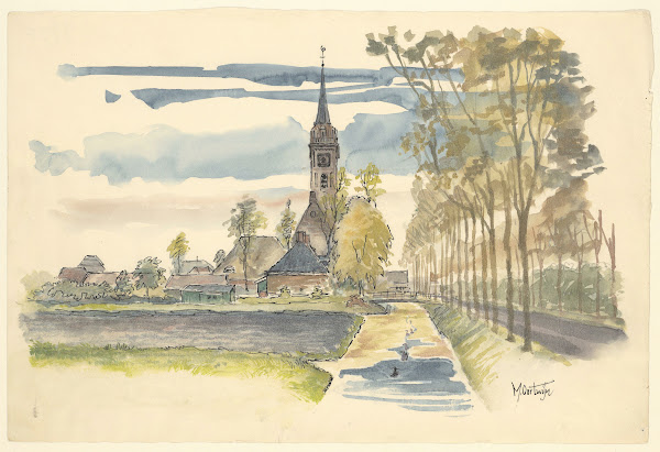 Gezicht op het fort Benoorden Purmerend bij de Beemsterdijk 1950