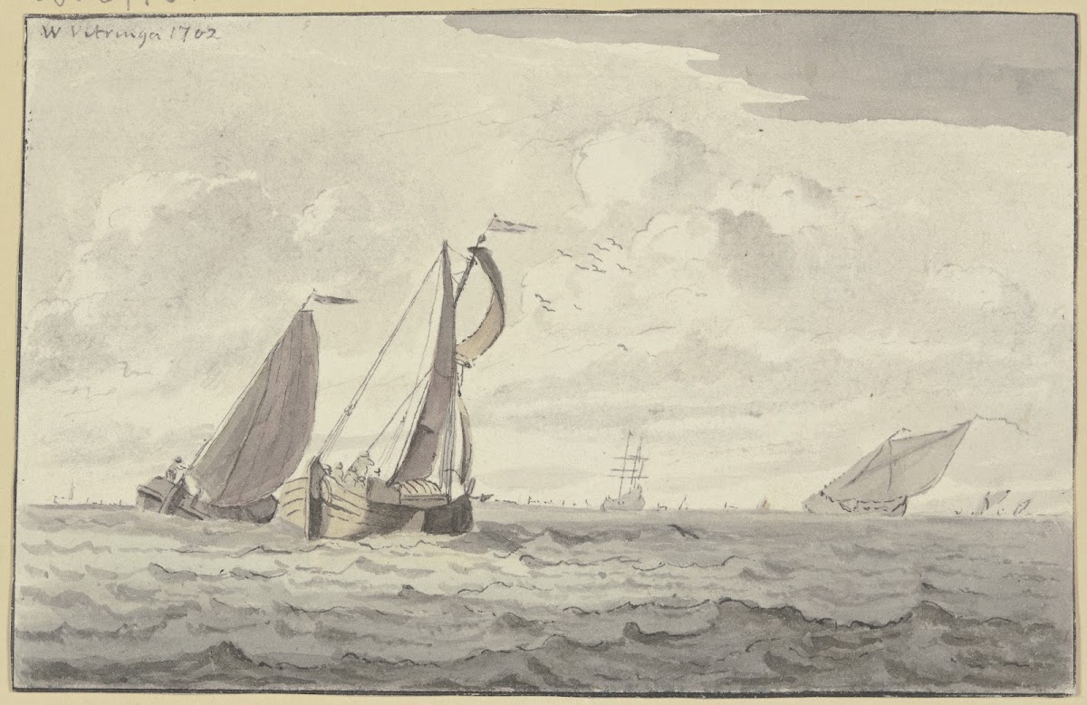 Segelboote auf leicht bewegter See 1702