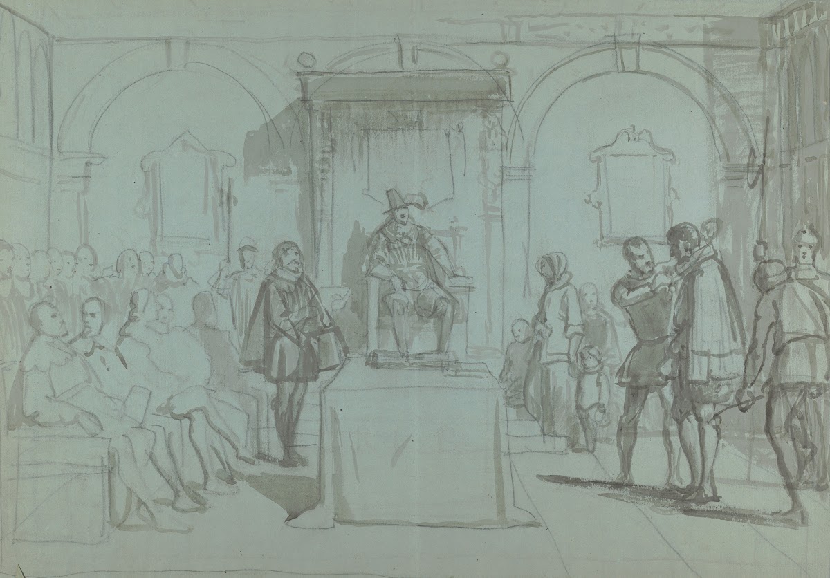 King Christian IV of Denmark Judging Christoffer Rosenkrantz ca 1865
