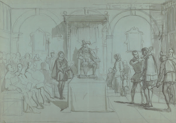 King Christian IV of Denmark Judging Christoffer Rosenkrantz ca 1865