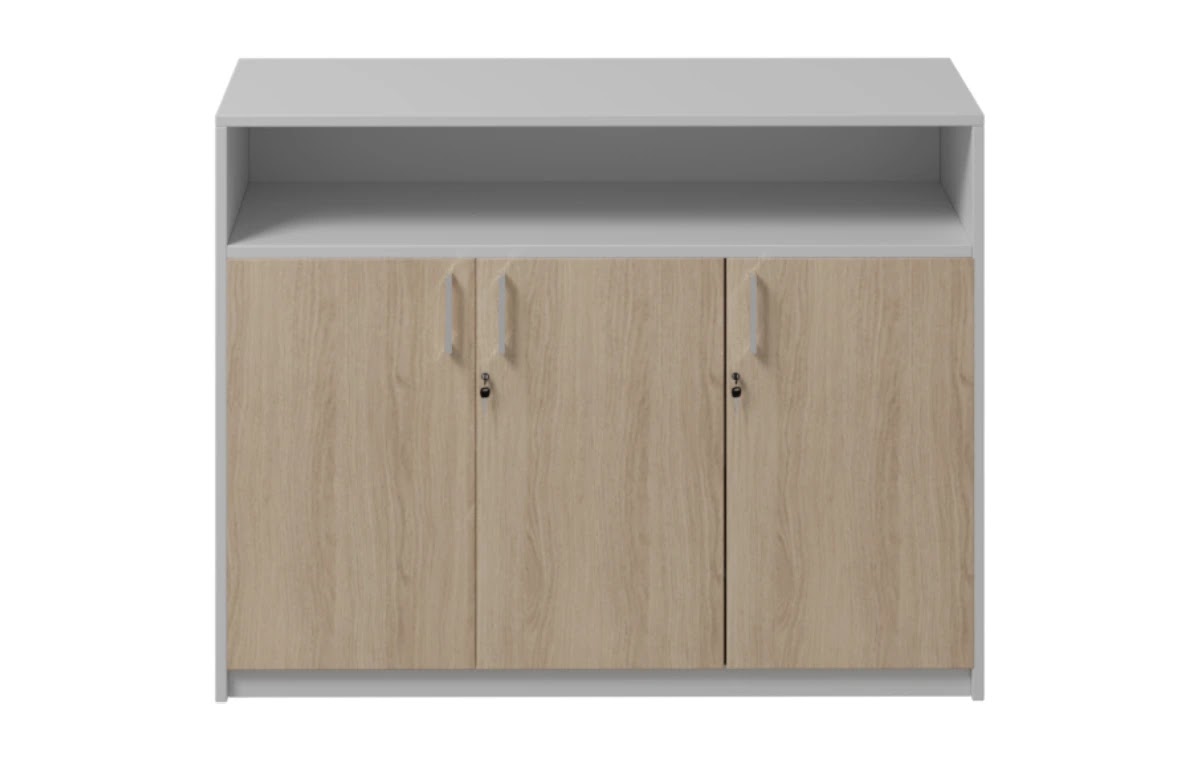 RADAR Color Three Door Cabinet With Recessed Open Top Shelf