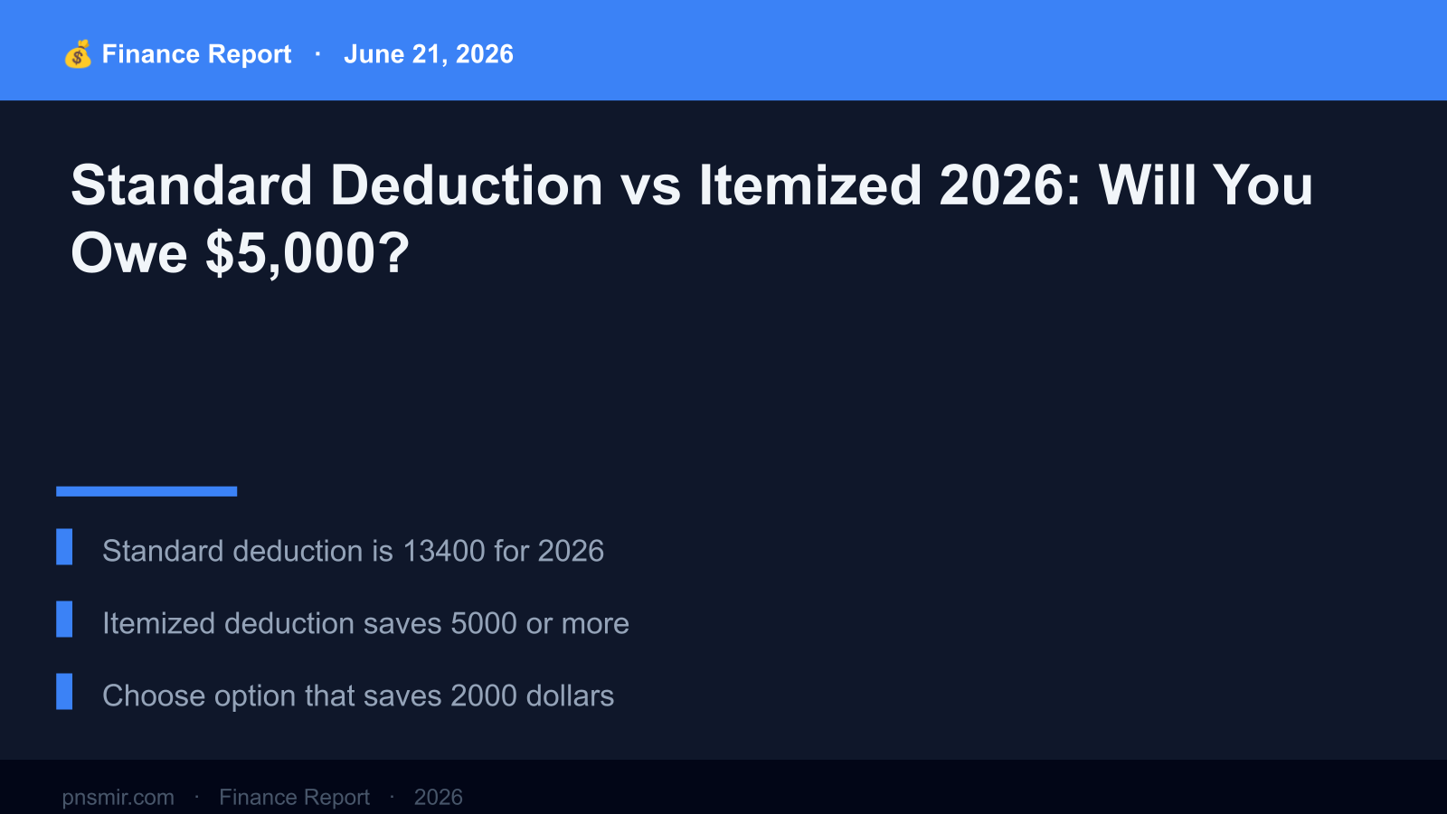 Standard Deduction vs Itemized 2026: Will You Owe $5,000? (Step-by-Step) Key Summary
