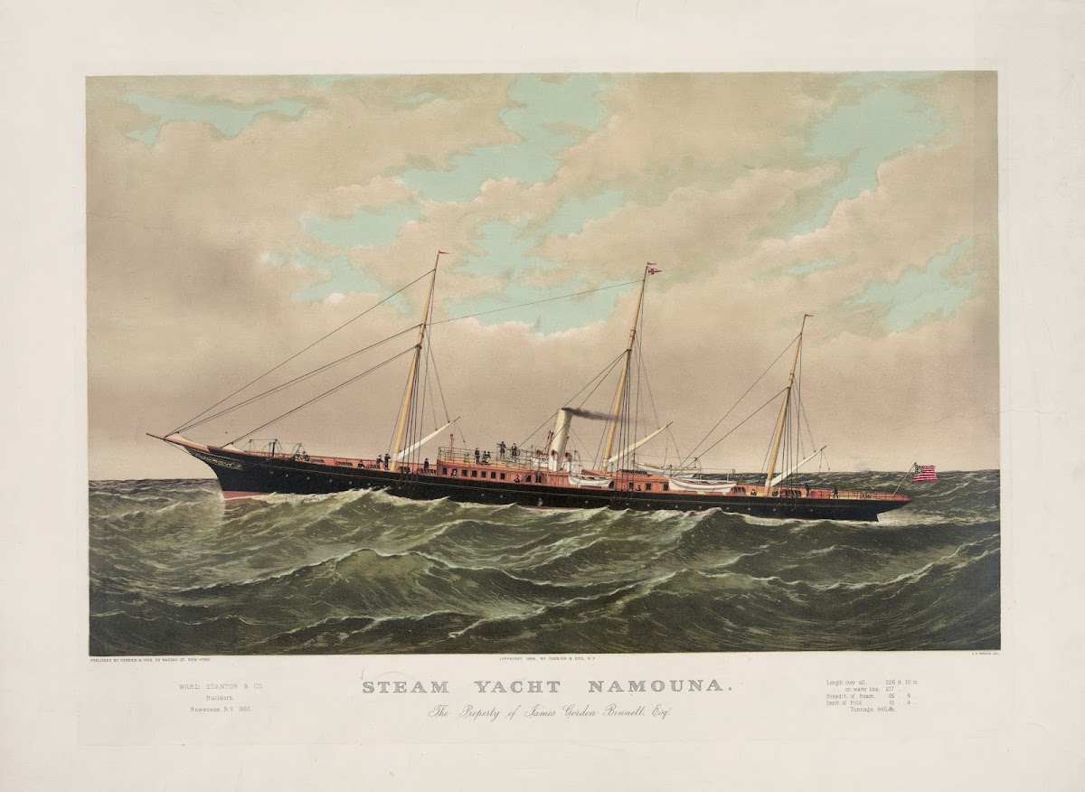 Steam yacht Namouna the property of James Gordon Bennett Esq 1882