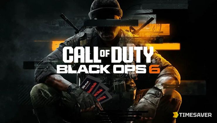 Call of Duty: Black Ops 6 key art alongside storage drives, illustrating the game's large install size