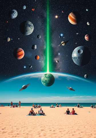 Surreal Beach and Space Wallpaper