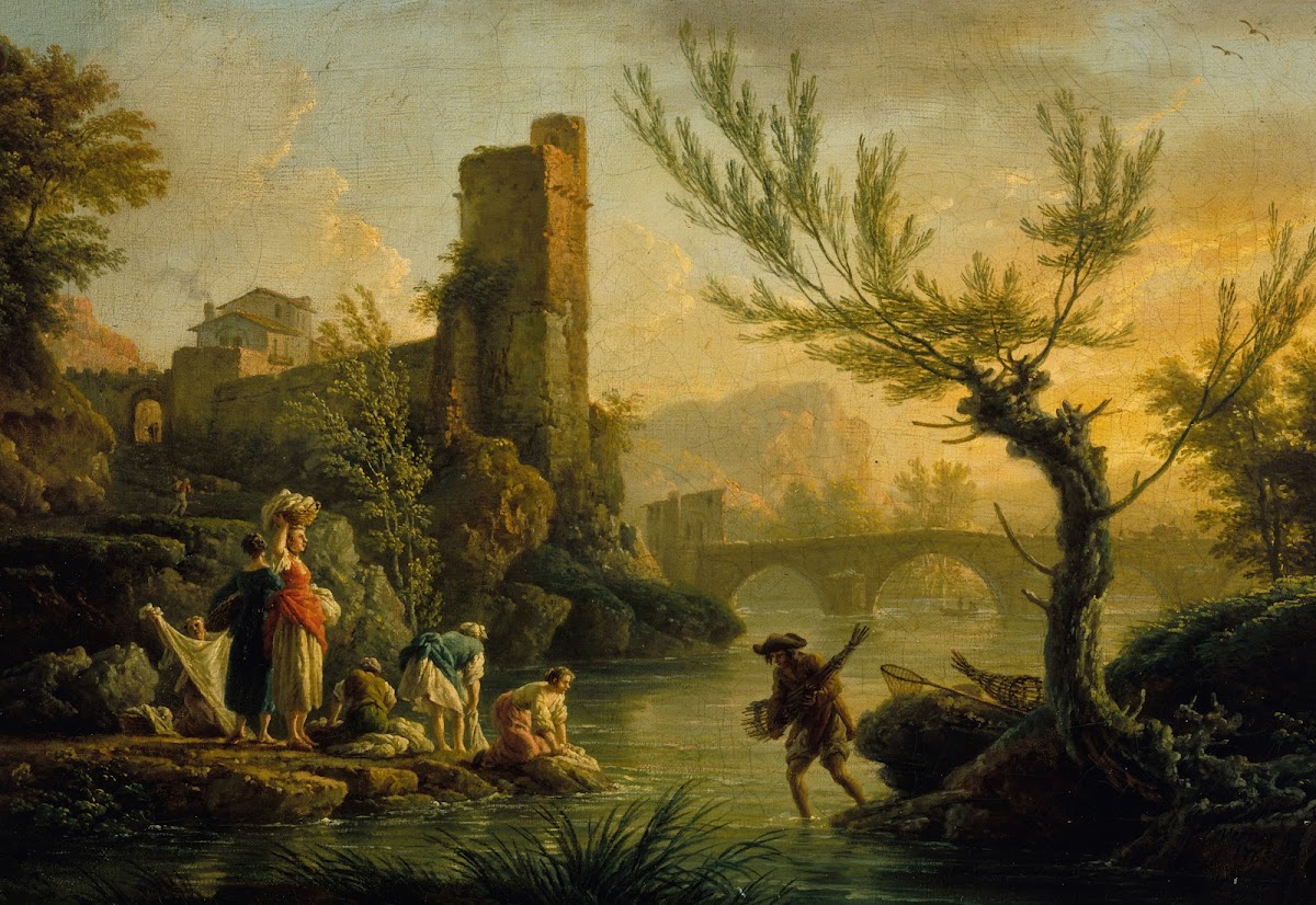 Paysage avec des lavandières 1763