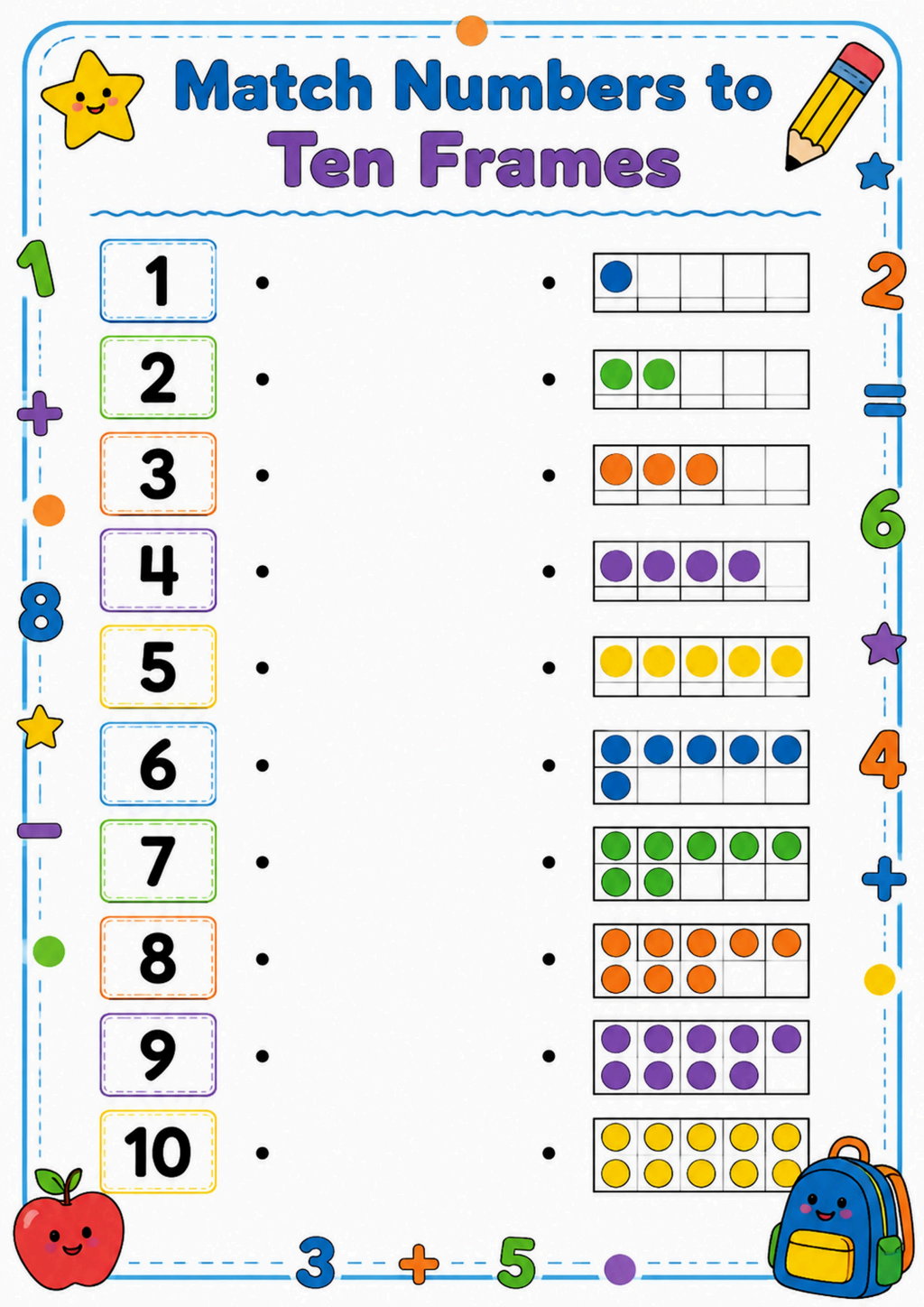 Match Numbers to Ten Frames