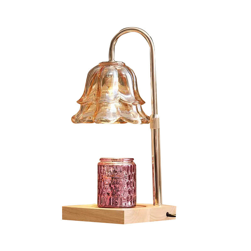 Wooden Aroma Wax Melt Lamp with Glass Insert
