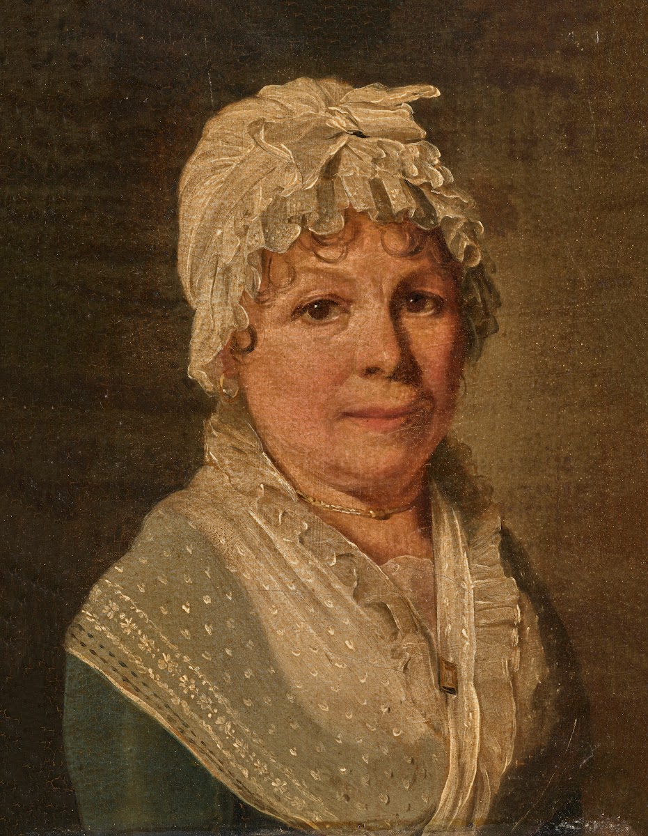Portrait of an elderly woman in a lace bonnet