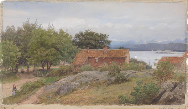 Landskap med bondegård ved Molde 1890