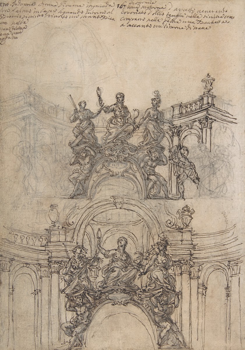 Studies for a Sculpture with Figures of Prudence Industry and Economy Supported