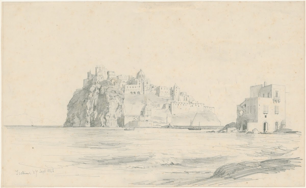 View of Castle Gerone on the island Ischia Gulf of Napels