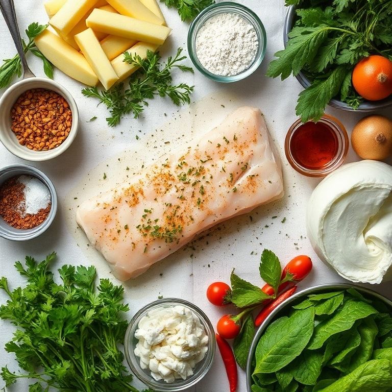 Ingredients for Easy Cheesy Baked Halibut Recipe for Quick Dinner: Moist & Melty in 30 Minutes