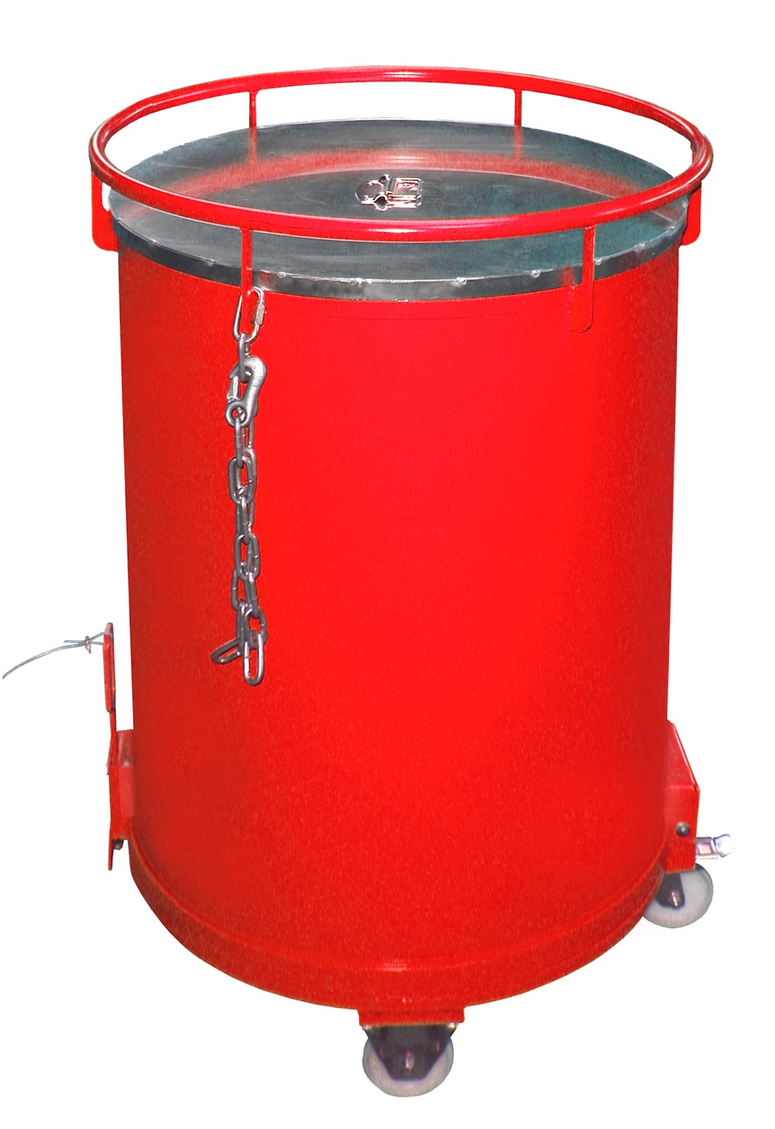 Ronde-container RB 450, gelakt, Vuurrood
