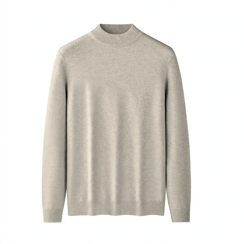 Men's Wool-Modal Pullover with Stand-Up Collar
