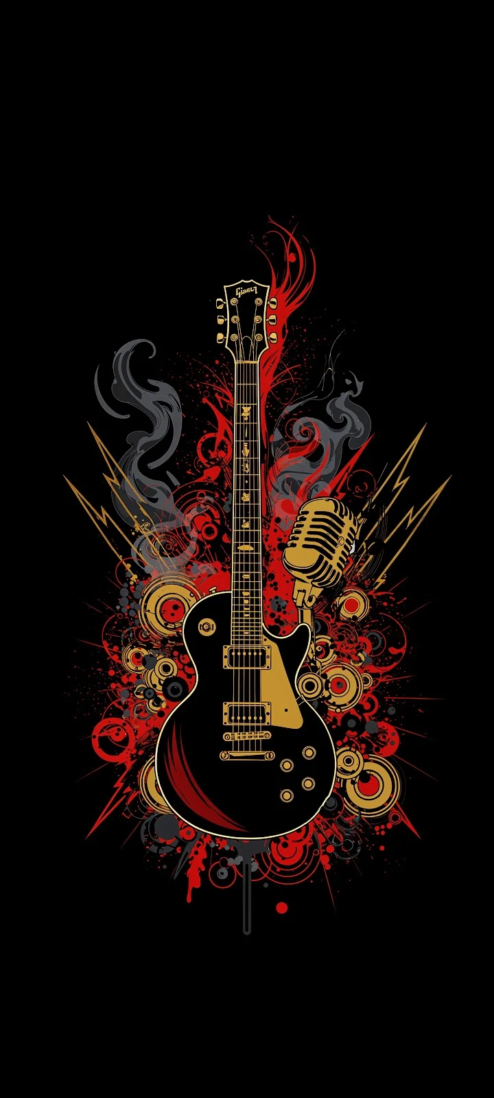 Gibson Les Paul Rock Illustration - Graphic Illustration 4K iPhone Wallpaper (2780x6177)