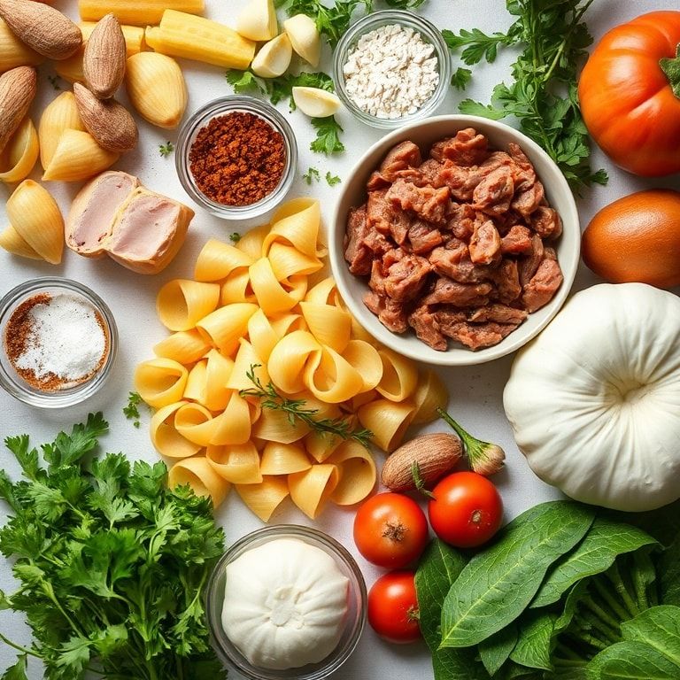 Ingredients for Creamy Beef and Shells Pasta Recipe for Easy Dinner: Quick Comfort in 30 Minutes