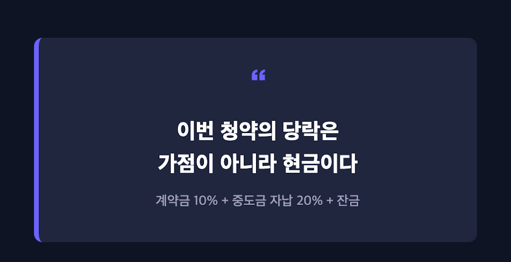 강조 박스 — 이번 청약의 당락은 가점이 아니라 현금이다