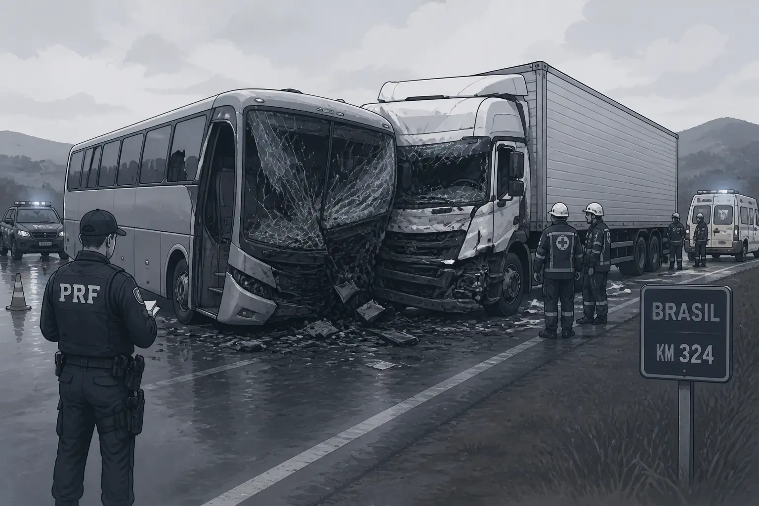 Editorial image for Head-on collision between bus and lorry in Brazil kills more than 20