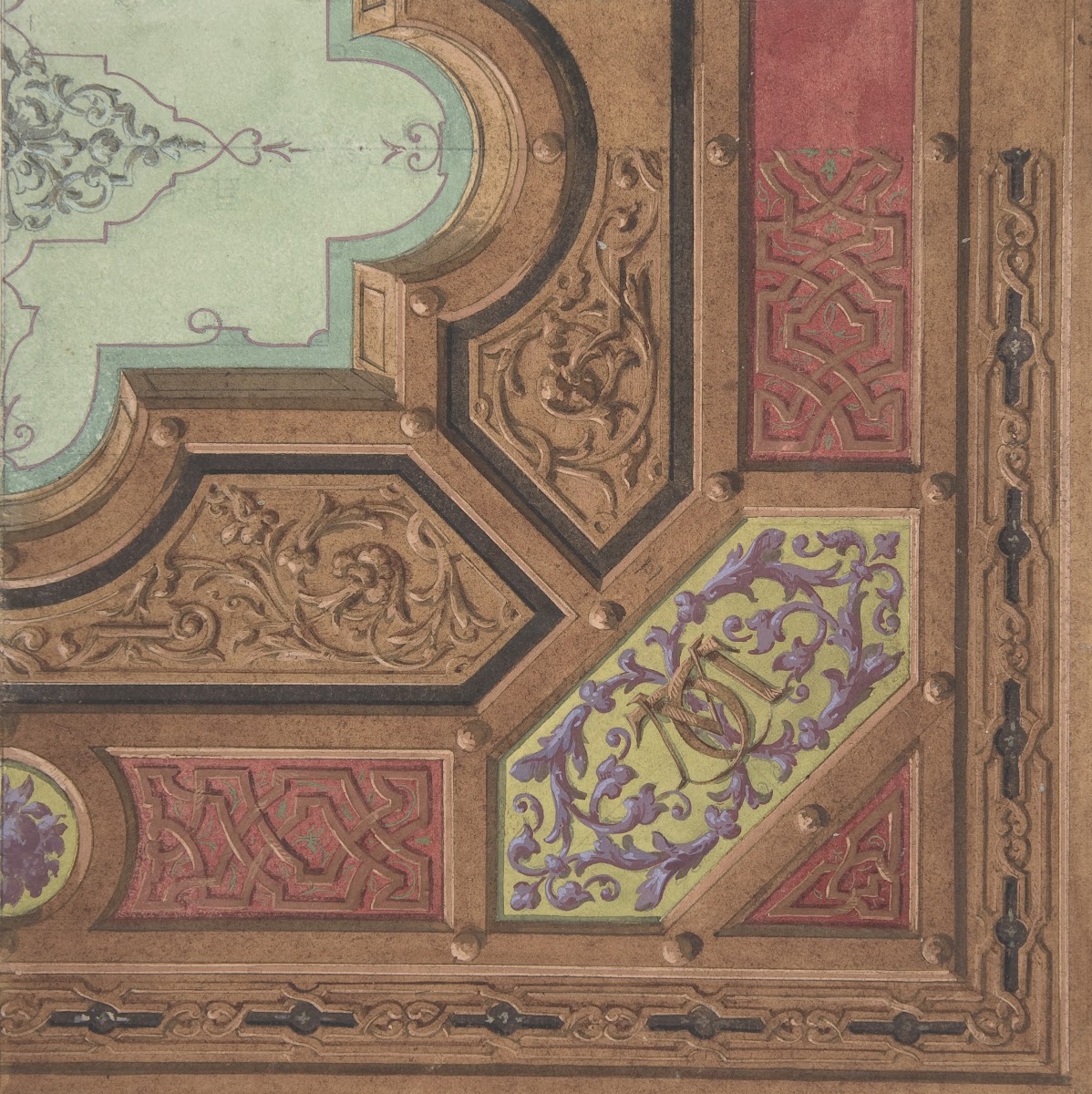 Design for Dining Room Ceiling Château de Cangé 19th Century