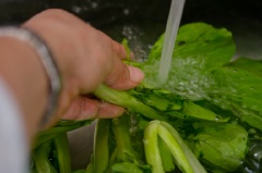 Nấm mỡ rửa sạch, cắt từng miếng nhỏ vừa ăn. Cải thìa rửa sạch, cắt từng đoạn dài 7-8 cm.