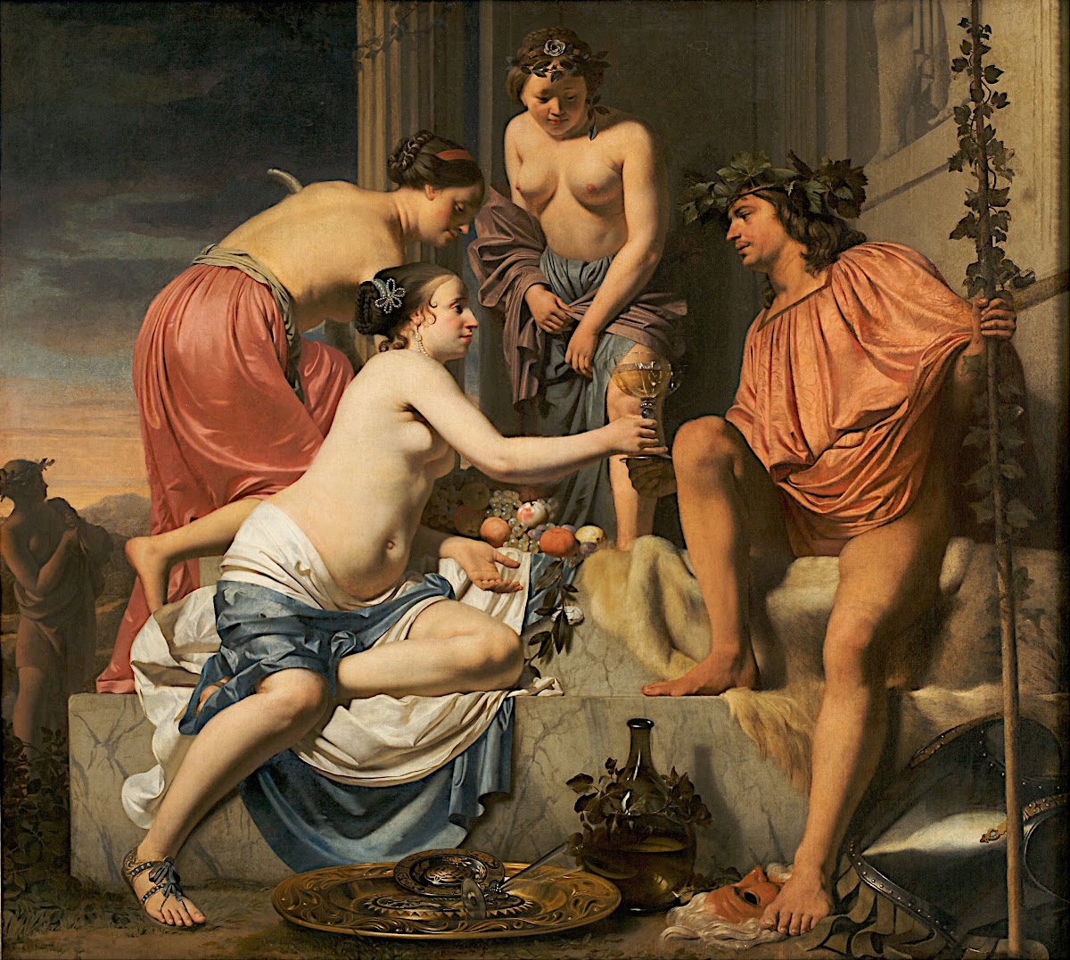Bacchus on a Throne  Nymphs Offering Bacchus Wine and Fruit 1658