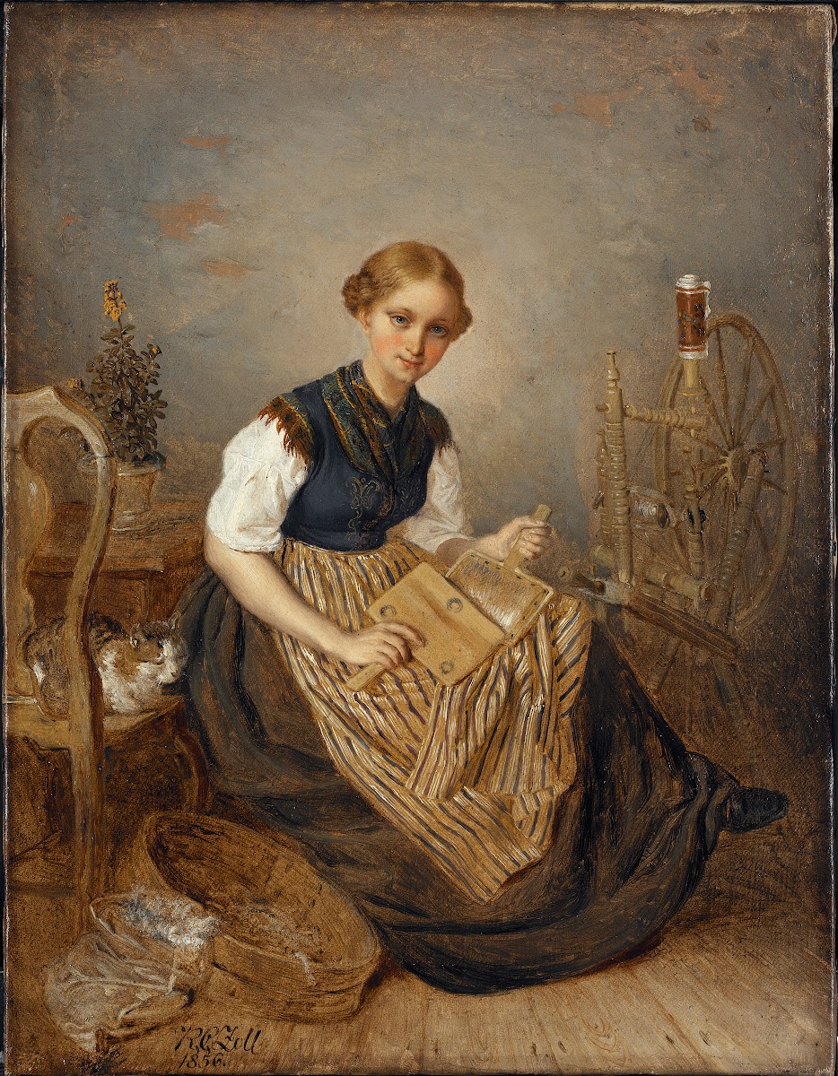 A Girl Carding 1856