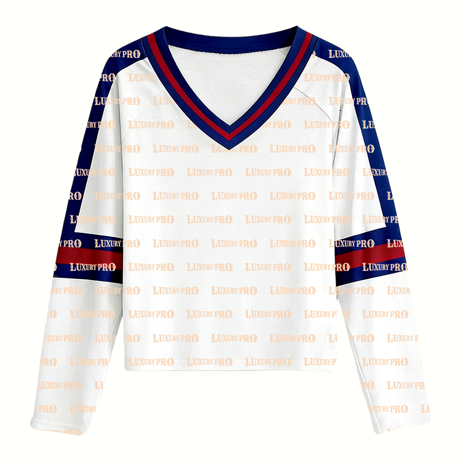 AOP Deep V-Neck Long Sleeve T-Shirt