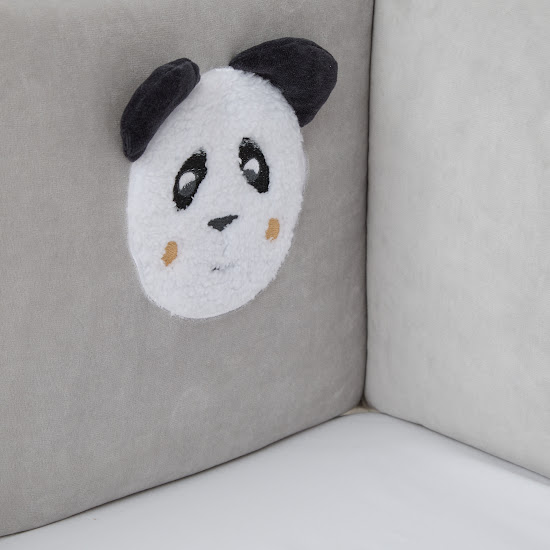 Бампер для детской кроватки Twins Panda 240 см серый