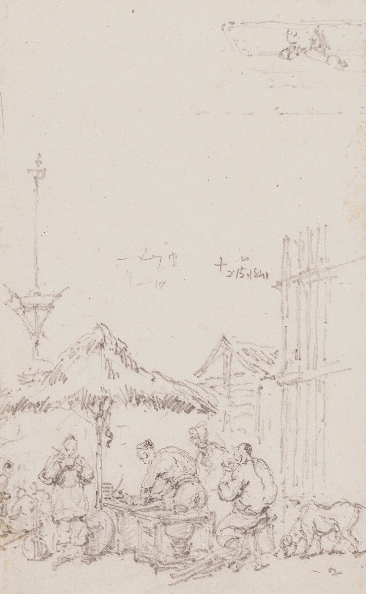 A sketch of a market outside the railings of St Dominics Church Macau 1841