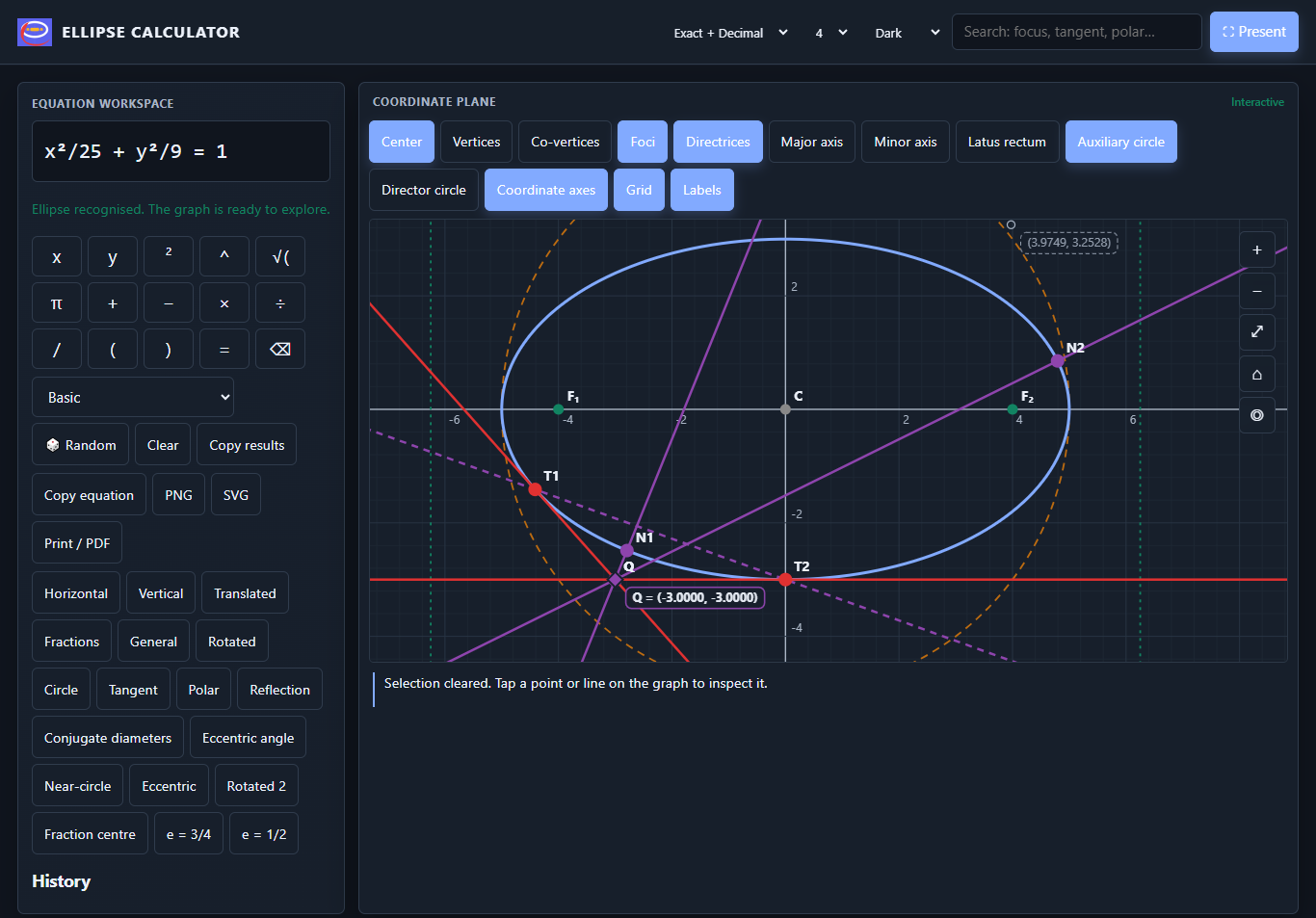 Ellipse Calculator — Main Interface