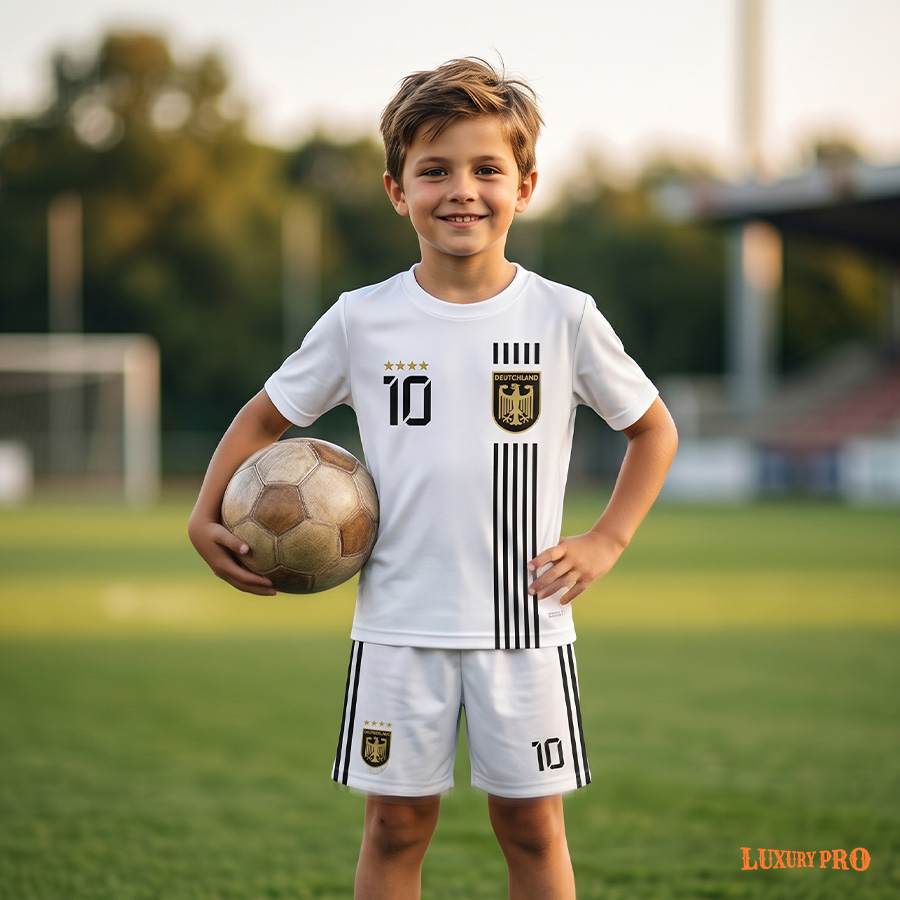 AOP MEG children's soccer round neck short sleeved shirt+MEG children's beach pants