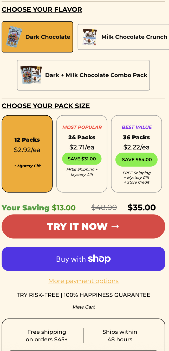 POINTS! branded landing page offer section