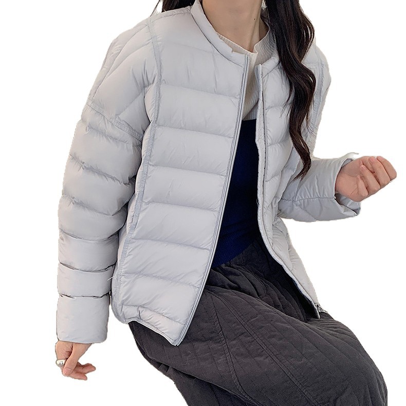 Short women's down jacket, light, loose fit