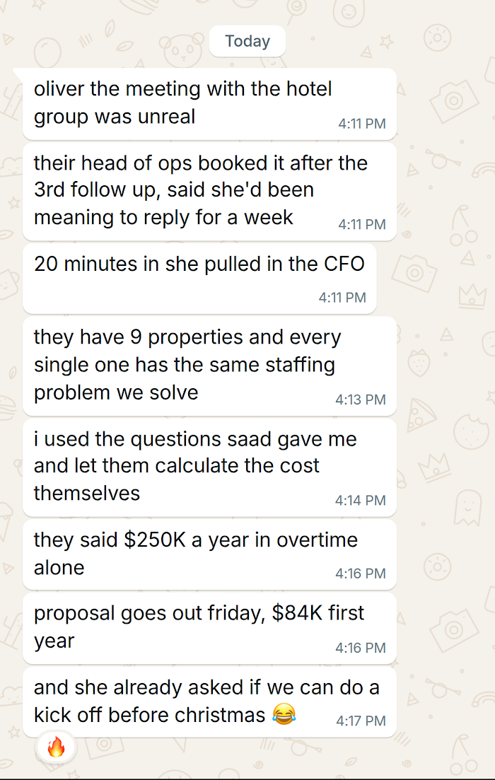 Client message on WhatsApp