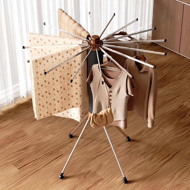Stand-alone drying rack, foldable, wood look