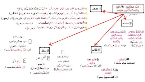 ملخص في صفحة واحدة لدرس أخطاء عند تطبيق أحكام الميم والنون الساكنتين والتنوين - إسلامية الصف 12 الفصل 1