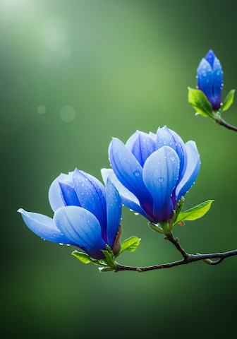 Dew-Kissed Blue Magnolias
