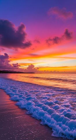 Tropical Beach Sunset with Dynamic Clouds