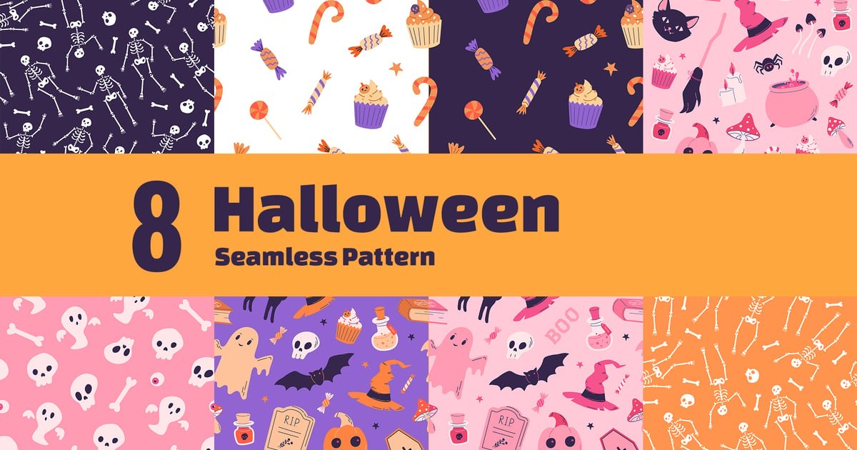 8 patrones sin fisuras de Halloween Free Download – Envato Elements