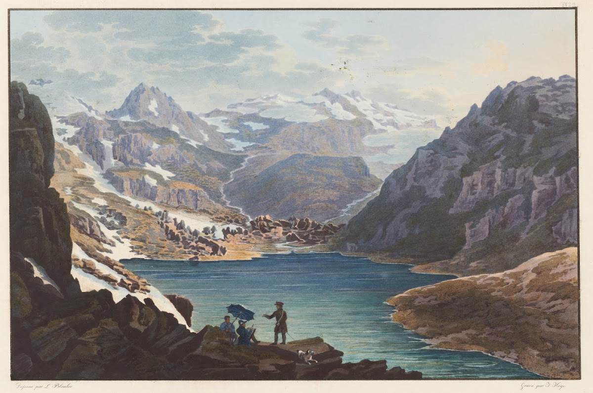 Vue de la source du Rhein antérieur du Lac Toma sur le Mont Badus