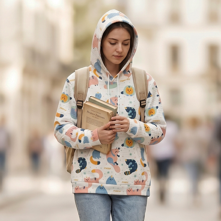 AOP Universal hooded sweatshirt double hat - Waffle