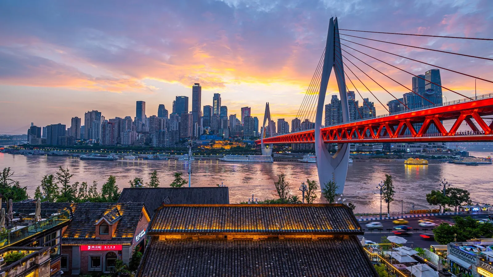Chongqing Skyline And Dongshimen Bridge - Cityscape Photography 5K Wallpaper (5120x2880)