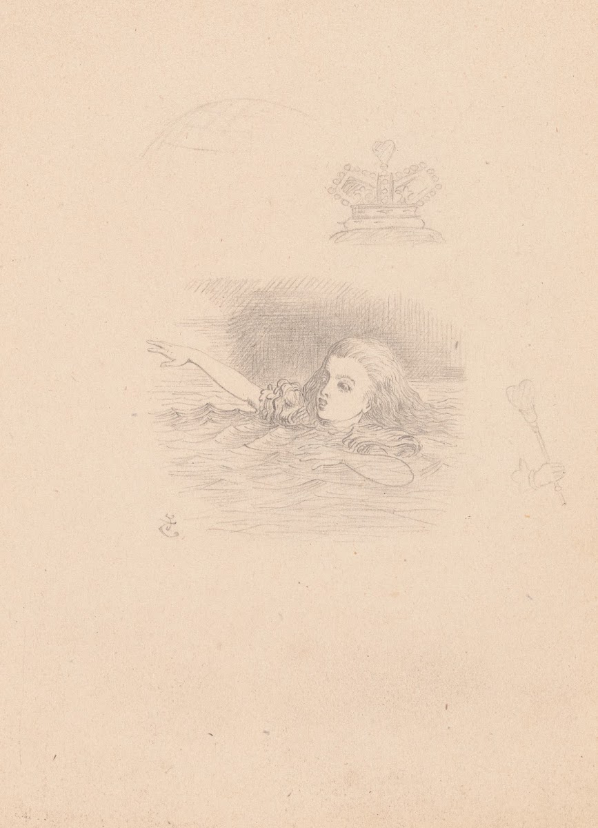 Drawing of Alice swimming 1866