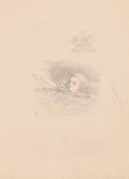 Drawing of Alice swimming 1866