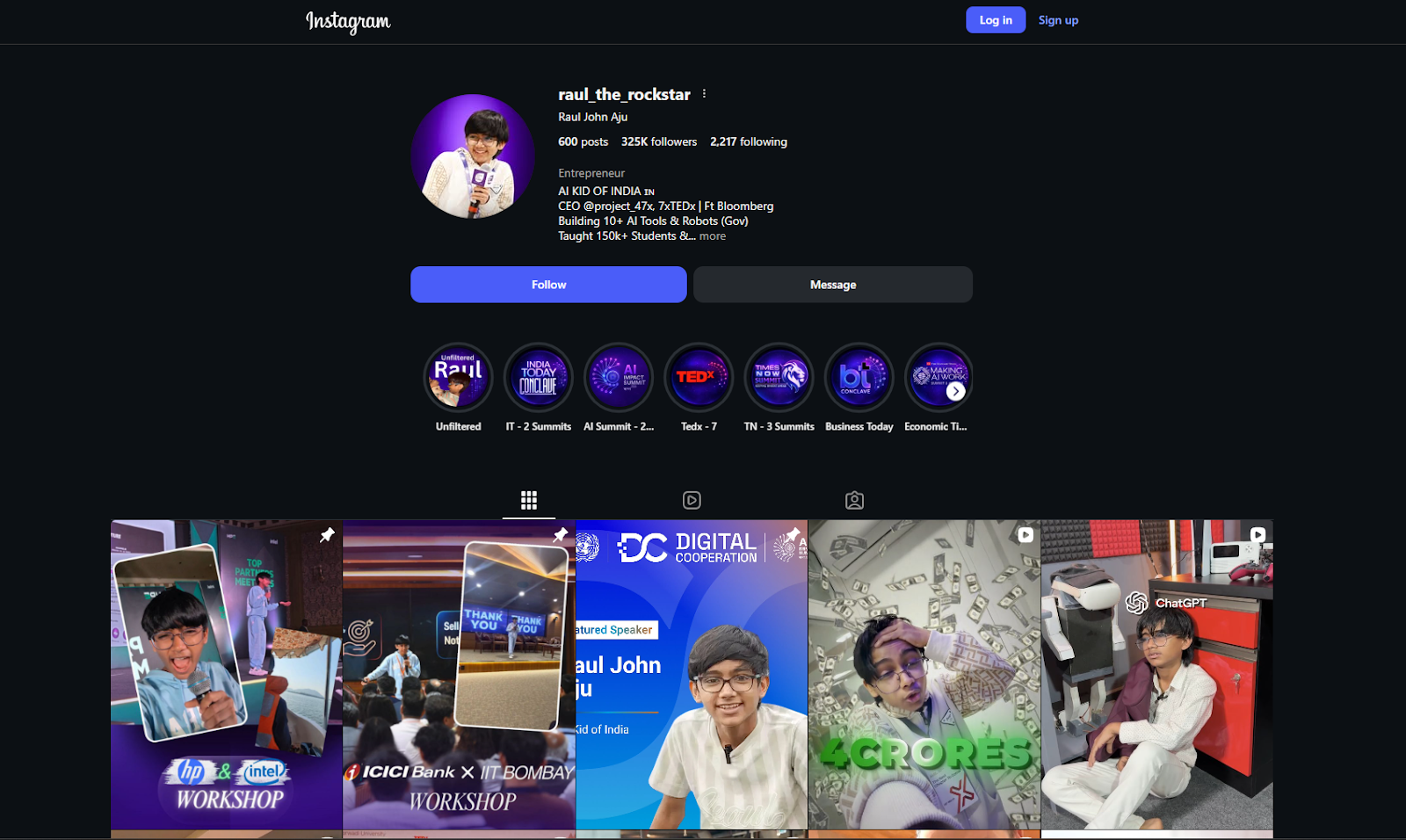Instagram profile